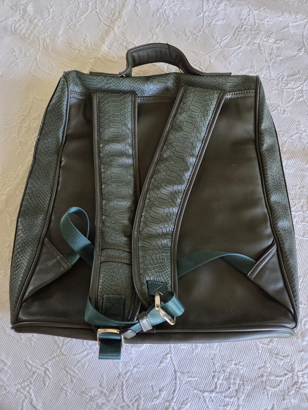 Tote&Carry | Olive Green Faux Leather Textured Backpack
